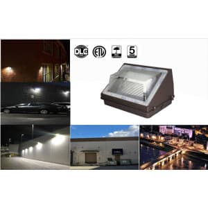 Útiljós veggljós 80W/60W/40W selectable LED Wall Pack light, 100-265VAC, 3000k/4000k/5000k selectable, DC photosensor